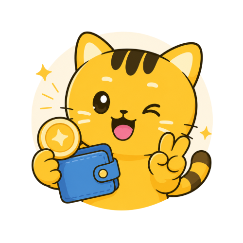 Mèo nháy mắt cầm ví
