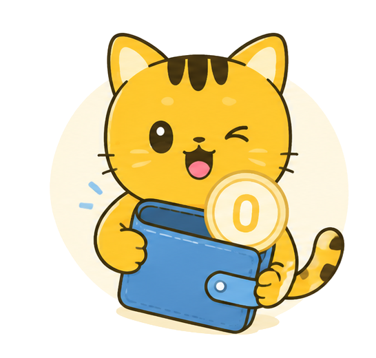 Mèo ôm ví với đồng xu 0 đồng