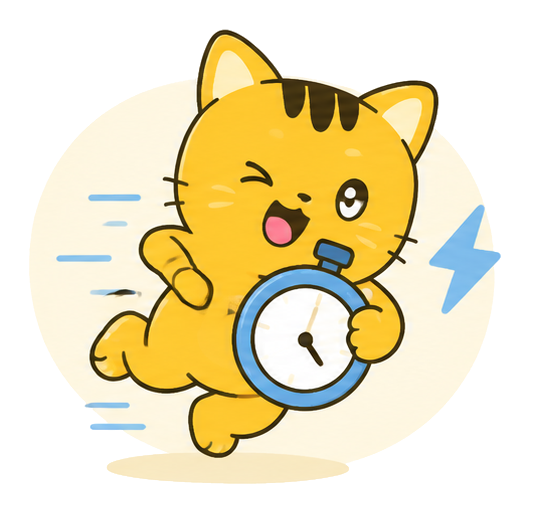 Mèo chạy cùng đồng hồ bấm giờ